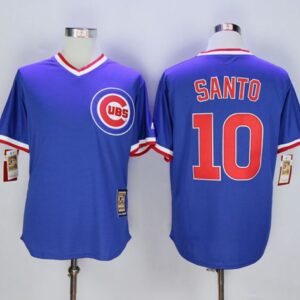 Chicago Cubs #10 Ron Santo Blue Cooperstown Stitched MLB Jersey