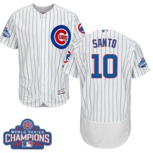 Chicago Cubs #10 Ron Santo White Flexbase Collection 2016 World Series Champions Stitched MLB Jersey