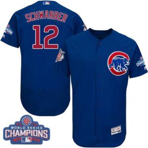 Chicago Cubs #12 Kyle Schwarber Blue Flexbase Collection 2016 World Series Champions Stitched MLB Jersey