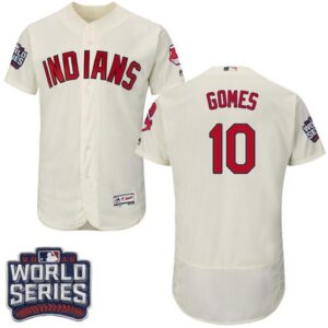 Cleveland Indians #10 Yan Gomes Cream Flexbase Collection 2016 World Series Bound Stitched MLB Jersey