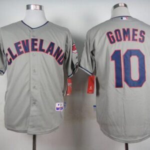 Cleveland Indians #10 Yan Gomes Grey Cool Base Stitched MLB Jersey