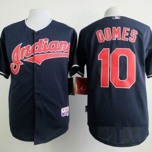 Cleveland Indians #10 Yan Gomes Navy Blue Cool Base Stitched MLB Jersey