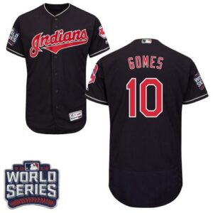 Cleveland Indians #10 Yan Gomes Navy Blue Flexbase Collection 2016 World Series Bound Stitched MLB Jersey