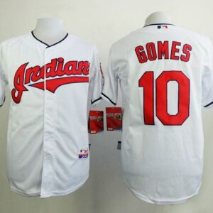 Cleveland Indians #10 Yan Gomes White Cool Base Stitched MLB Jersey