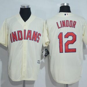 Cleveland Indians #12 Francisco Lindor Cream Cool Base Stitched MLB Jersey