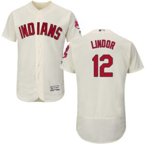 Cleveland Indians #12 Francisco Lindor Cream Flexbase Collection Stitched MLB Jersey