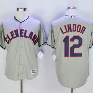 Cleveland Indians #12 Francisco Lindor Grey Cool Base Stitched MLB Jersey