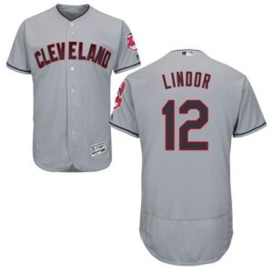 Cleveland Indians #12 Francisco Lindor Grey Flexbase Collection Stitched MLB Jersey