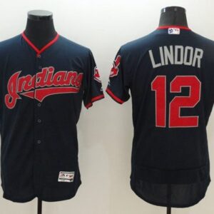 Cleveland Indians #12 Francisco Lindor Navy Blue Fashion Stars & Stripes Flexbase Stitched MLB Jersey