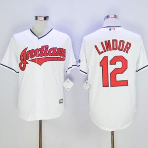 Cleveland Indians #12 Francisco Lindor White Cool Base Stitched MLB Jersey