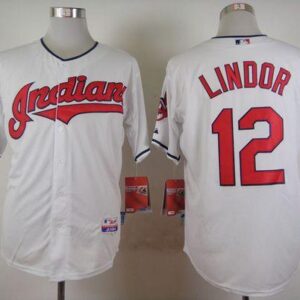 Cleveland Indians #12 Francisco Lindor White Cool Base Stitched MLB Jersey