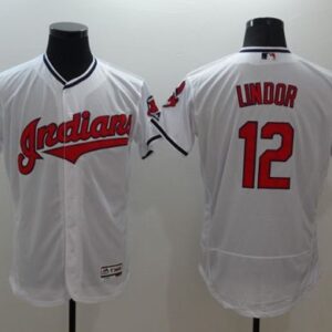 Cleveland Indians #12 Francisco Lindor White Flexbase Collection Stitched MLB Jersey