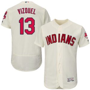 Cleveland Indians #13 Omar Vizquel Cream Flexbase Collection Stitched MLB Jersey