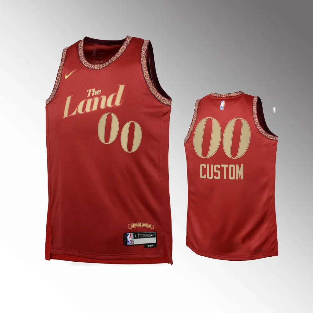 Custom #00 Cleveland Cavaliers 2023-24 City Edition Red Swingman Youth Jersey