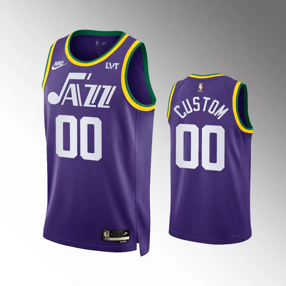 Custom #00 HWC 70s Utah Jazz 2023-24 Classic Edition Jersey - Purple