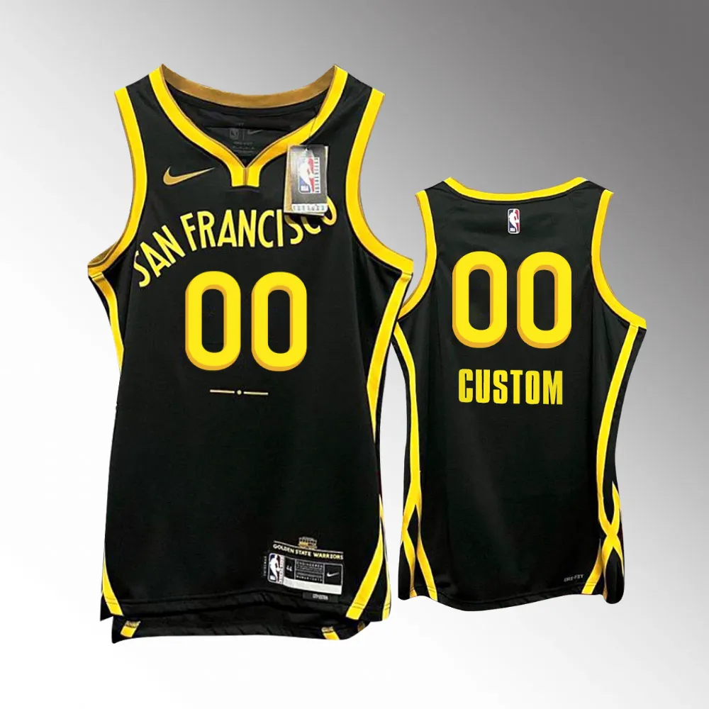 Custom #00 San Francisco Golden State Warriors 2023-24 City Edition Jersey - Black