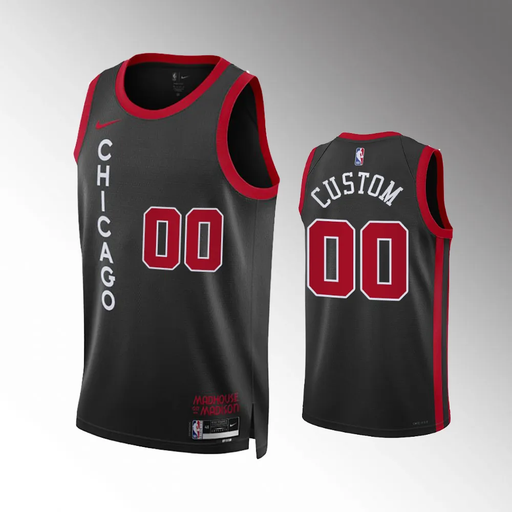 Custom #00 Swingman Chicago Bulls 2023-24 City Edition Jersey - Black