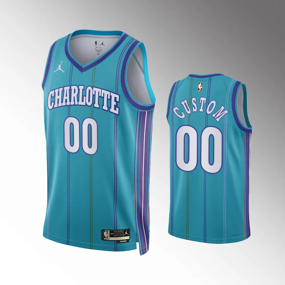 Custom #00 Swingman Replica Charlotte Hornets 2023-24 Classic Edition Jersey - Teal