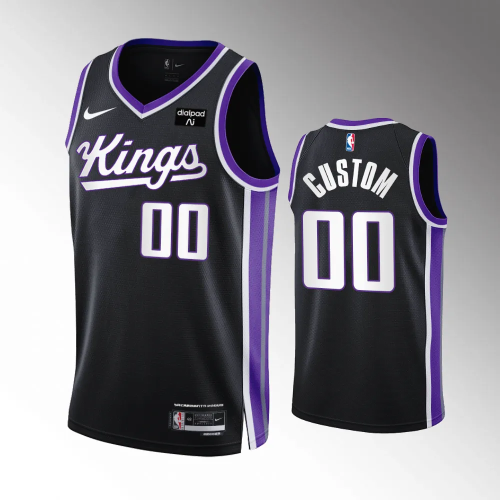 Custom #00 Swingman Sacramento Kings 2023-24 Icon Edition Jersey - Black