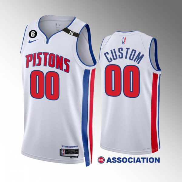 Custom 2022-23 Detroit Pistons White #00 Association Edition Jersey Swingman