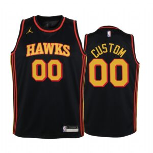 Custom Atlanta Hawks Youth Black Statement Jersey Jumpman