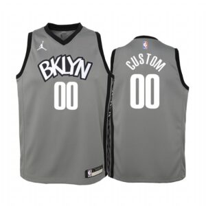 Custom Brooklyn Nets Youth Gray Statement Jersey Jumpman