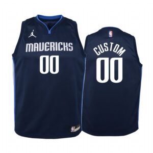 Custom Dallas Mavericks Youth Navy Statement Jersey Jumpman