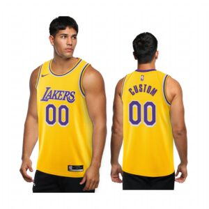 Custom Los Angeles Lakers Gold Icon 2020-21 Jersey