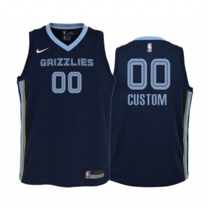 Custom Memphis Grizzlies Youth Navy Icon Jersey Jumpman