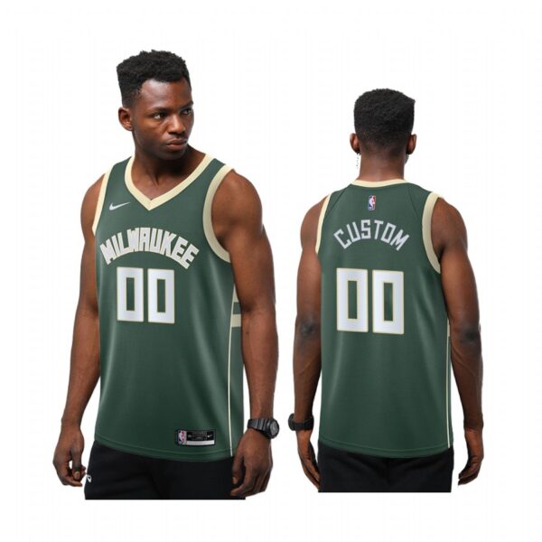 Custom Milwaukee Bucks Green Icon 2020-21 Jersey