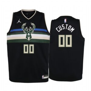 Custom Milwaukee Bucks Youth Black Statement Jersey Jumpman