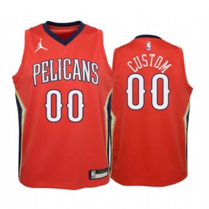 Custom New Orleans Pelicans Youth Red Statement Jersey Jumpman