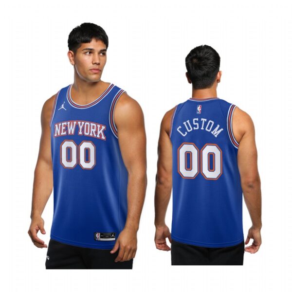 Custom New York Knicks Blue Statement 2020-21 Jersey