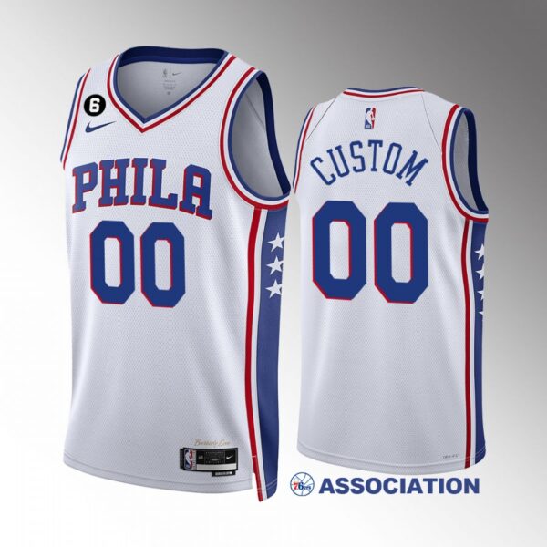 Custom Philadelphia 76ers #00 White Jersey 2022-23 Association Edition Swingman