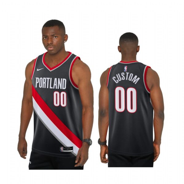 Custom Portland Trail Blazers Black Icon 2020-21 Jersey