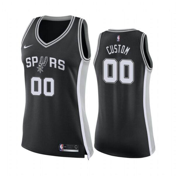 Custom San Antonio Spurs #00 Icon Women's Jersey - Black