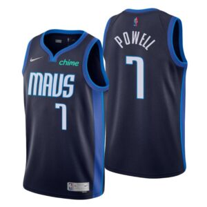 Dallas Mavericks Earned Edition Navy NO. 7 Dwight Powell Jersey Swingman