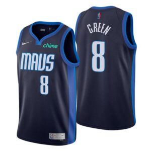 Dallas Mavericks Earned Edition Navy NO. 8 Josh Green Jersey Swingman