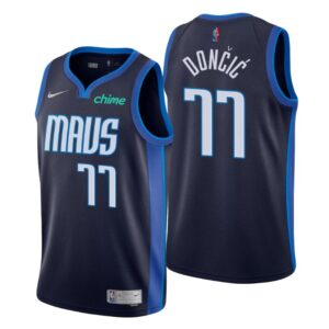 Dallas Mavericks NO. 77 Luka Doncic Earned Edition Navy Jersey