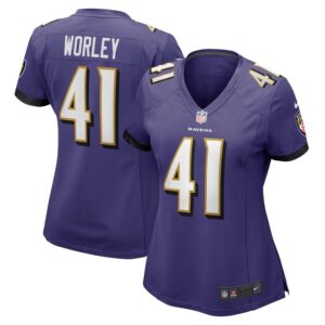 Daryl Worley Baltimore Ravens Women Game Player Jersey - Purple