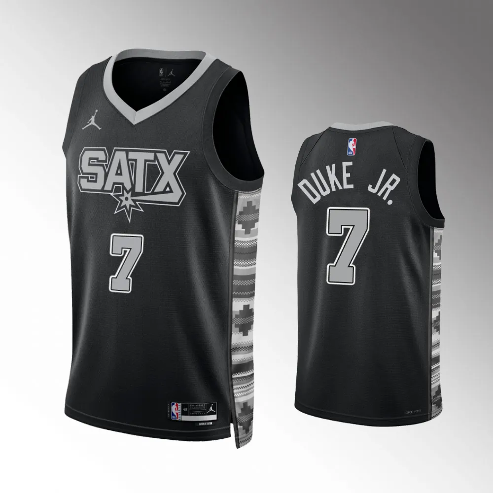 David Duke Jr. #7 Swingman San Antonio Spurs 2023-24 Statement Edition Jersey - Black