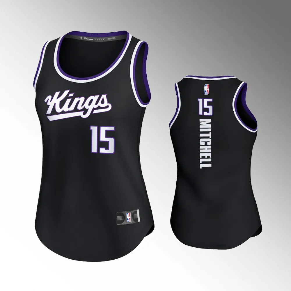 Davion Mitchell #15 Sacramento Kings 2023-24 Icon Edition Black Fastbreak Replica Jersey