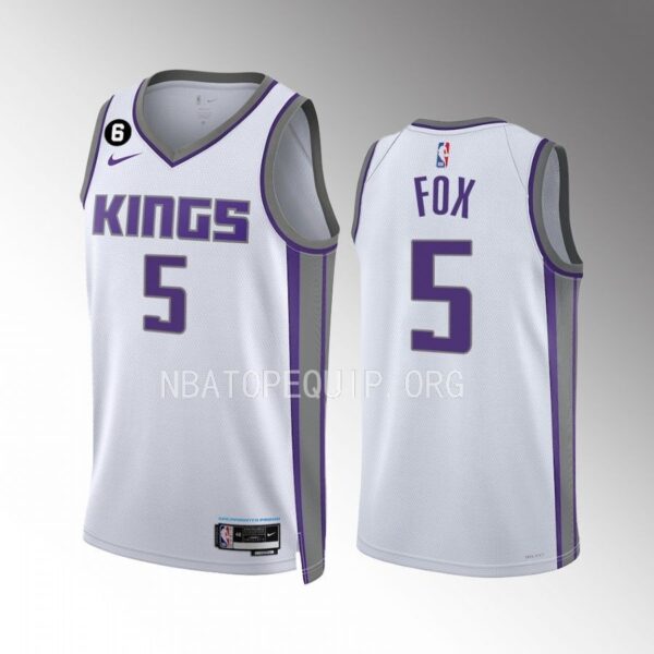 De'Aaron Fox Sacramento Kings #5 White Jersey 2022-23 Association Edition Swingman