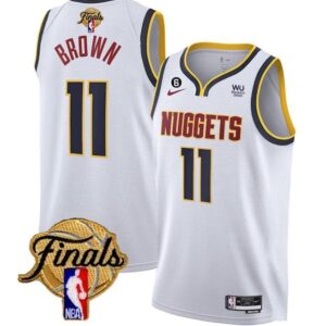 Denver Nuggets #11 Bruce Brown White 2023 Finals Association Edition & NO.6 Patch Stitched Jersey