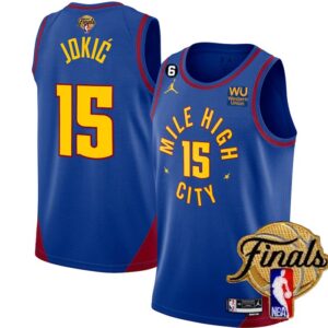 Denver Nuggets #15 Nikola Jokic Blue 2023 Finals Statement Edition With NO.6 Patch Stitched Jersey