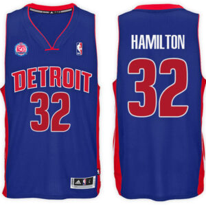 Detroit Pistons #32 Richard Hamilton 50th Patch Retired Player Road Blue New Swingman Jersey