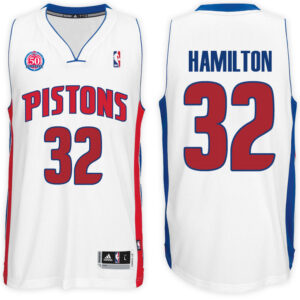 Detroit Pistons #32 Richard Hamilton Home White 50th Patch Retired Player New Swingman Jersey