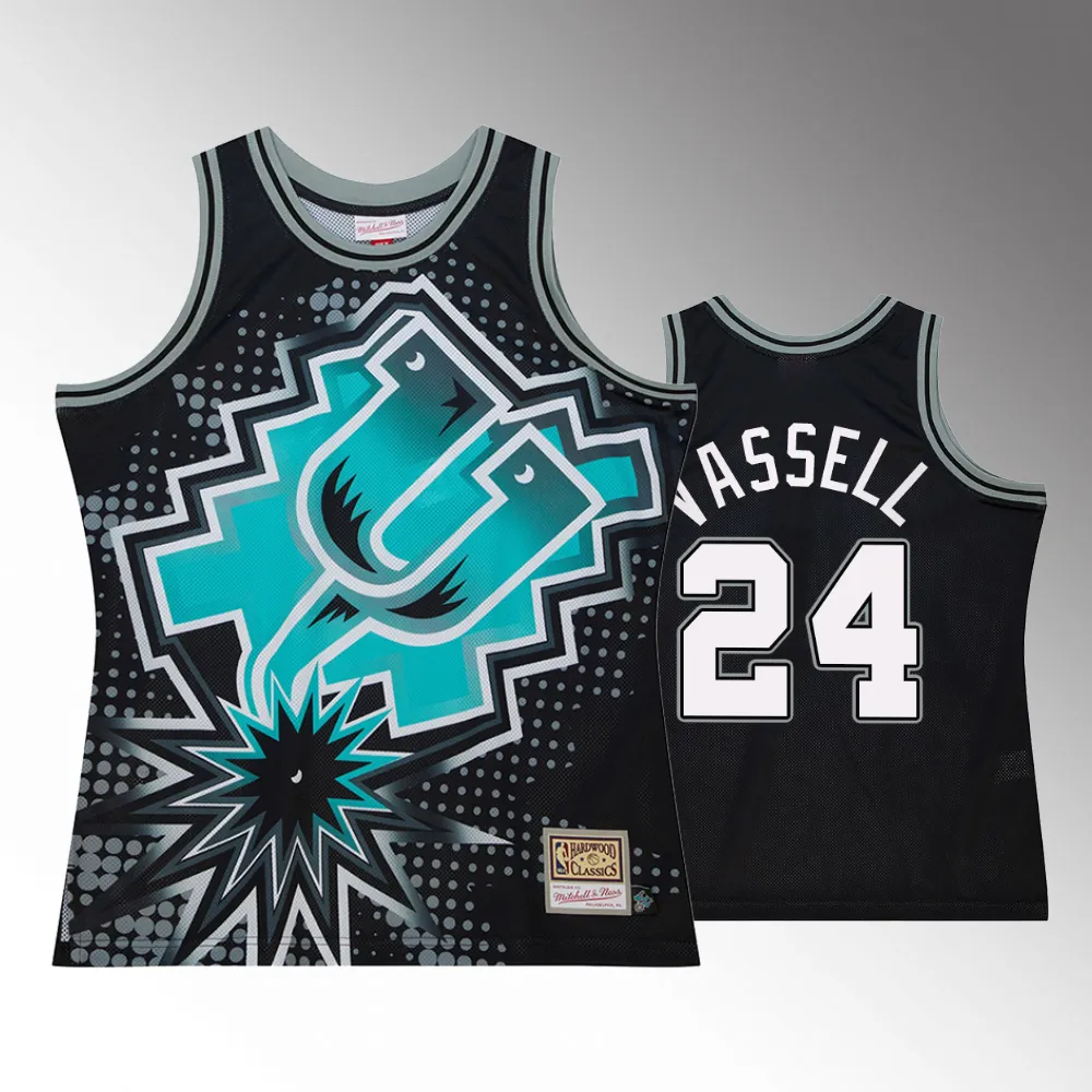 Devin Vassell #24 Hardwood Classics Tank San Antonio Spurs 2023 Big Face Jersey - Black