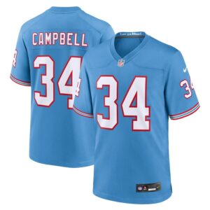 Earl Campbell Tennessee Titans Oilers Throwback Retired Player Game Jersey - Light Blue