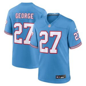 Eddie George Tennessee Titans Oilers Throwback Retired Player Game Jersey - Light Blue